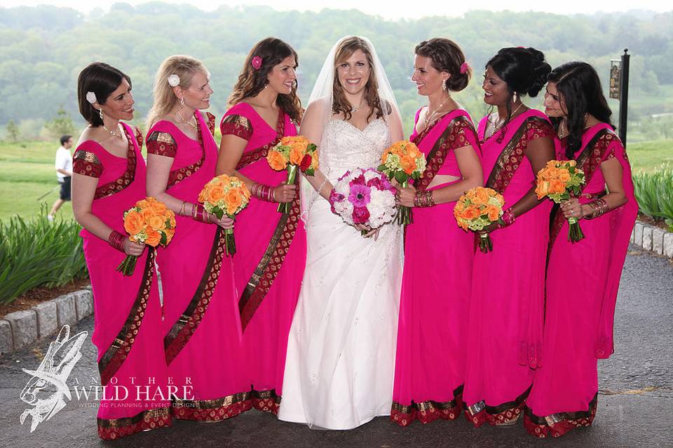 The bride with her bridesmaids