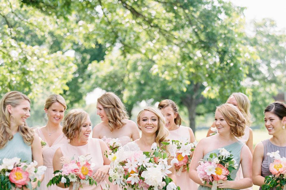 Bride with bridesmaids