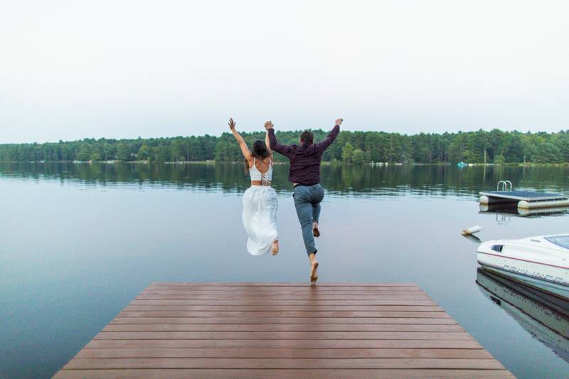 Jumping into the lake!