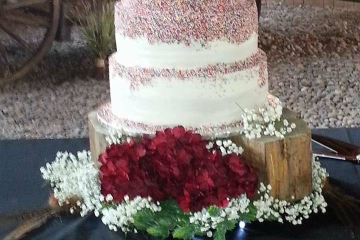 Multiple layered wedding cake