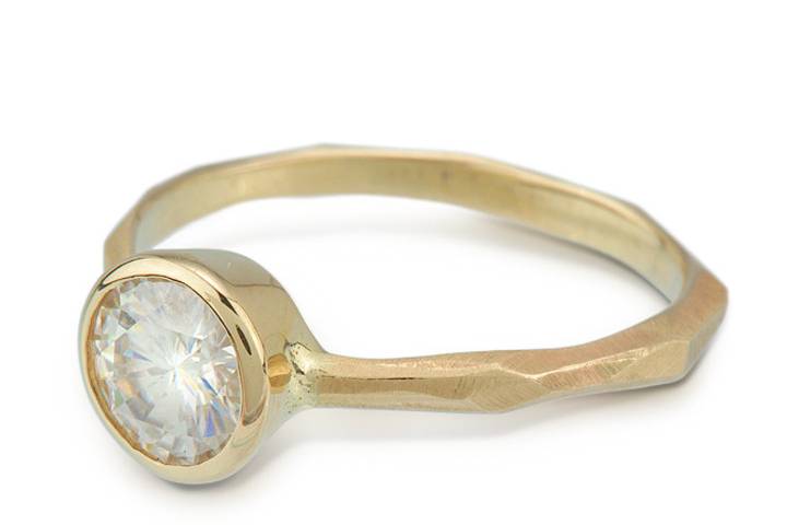 Thin chiseled engagement ring