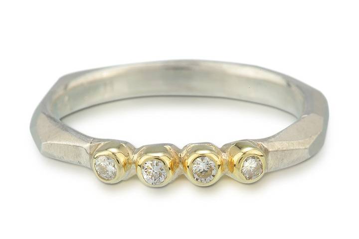 4 diamond chiseled engagement ring