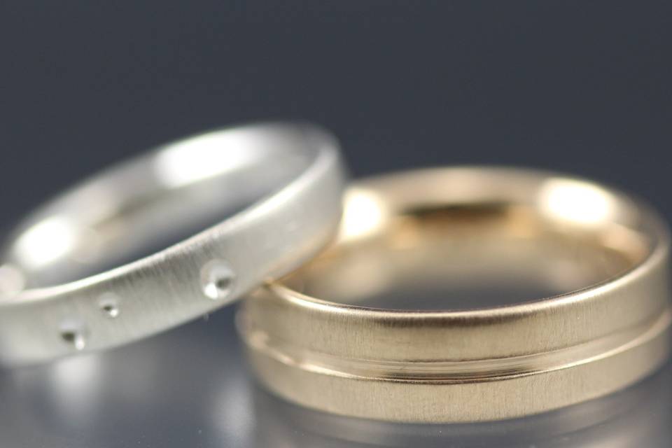 Palladium and gold wedding bands