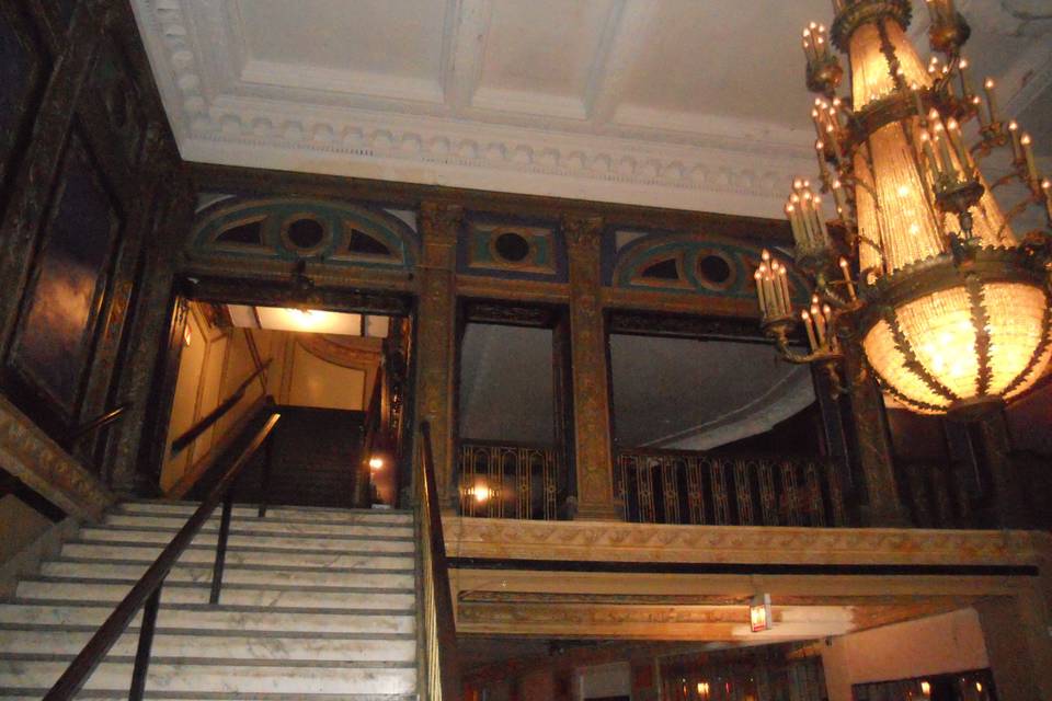 Stairway to balcony lobby