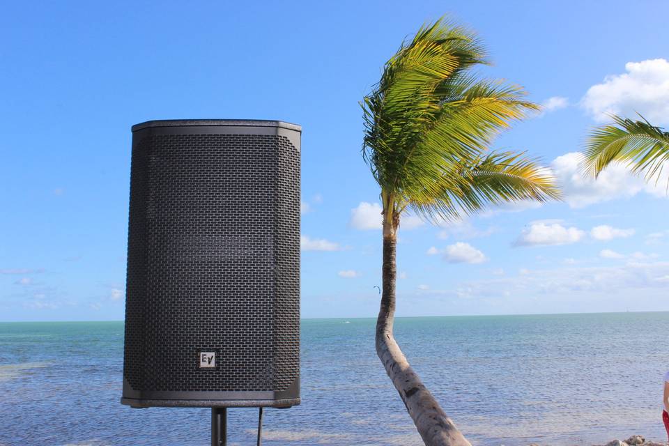 Dancing at a beach reception