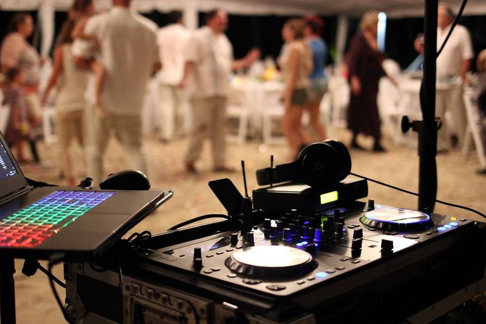 Dancing at a beach reception