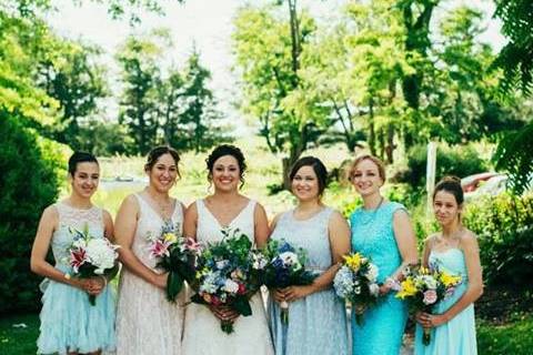 The bride with her bridesmaids