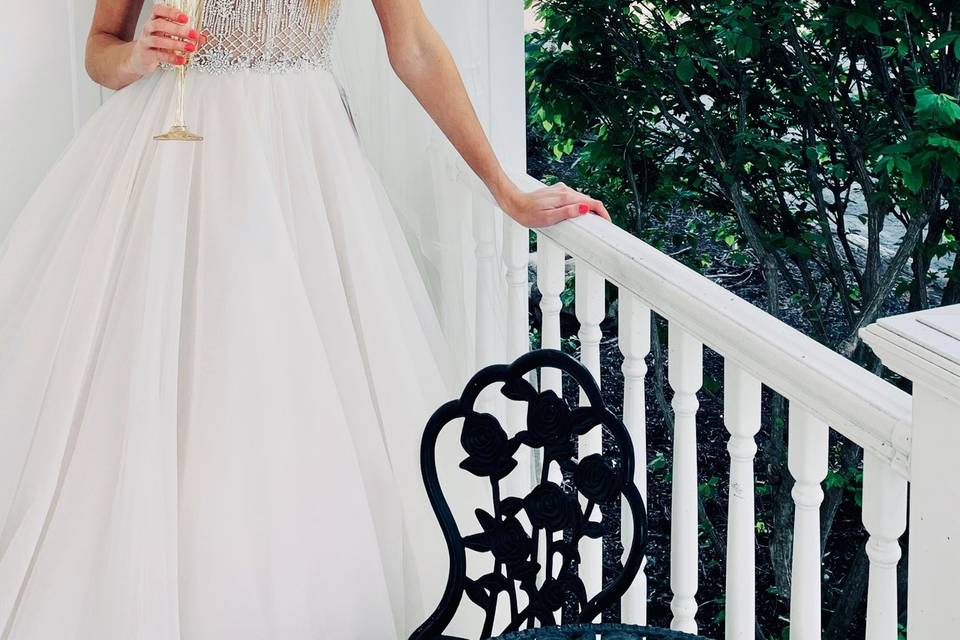 Bride on a balcony