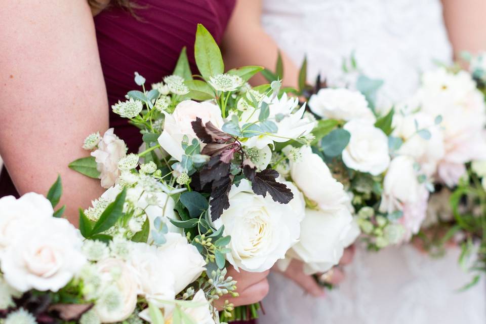 Burgundy and blush bridesmaids