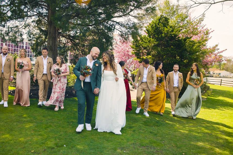 Wedding party walk