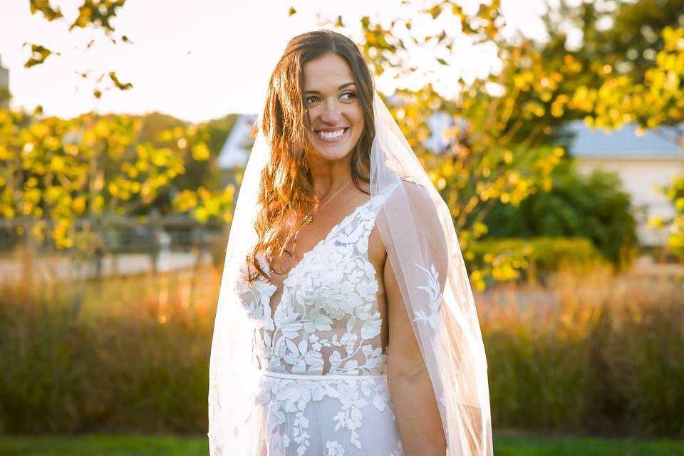 Bride in sunlight