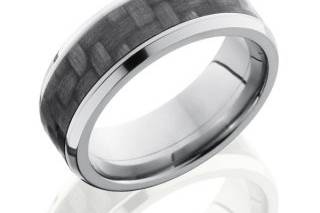 8mm Beveled Titanium w/ Carbon Fiber Band w/ 1 - 5mm Carbon Fiber Inlay, Polish Finish