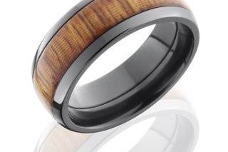 8mm Black Zirconium, Domed Band w/ 1 - 5mm Osage Orange Wood Groove, Polish Finish