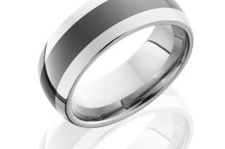 8mm Domed Tungsten w/ Ceramic Band, Sandblast Finish