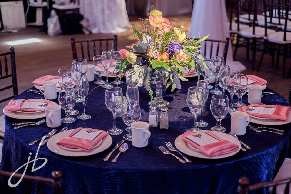 Table setup with centerpiece