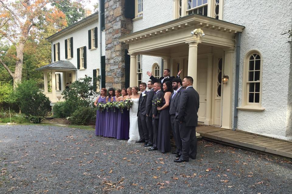 Couple with bridesmaid and groomsmen