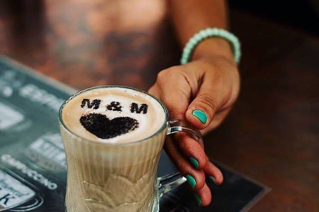 Couple's coffee art
