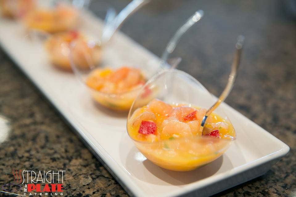 Chilled mango shrimp cocktail