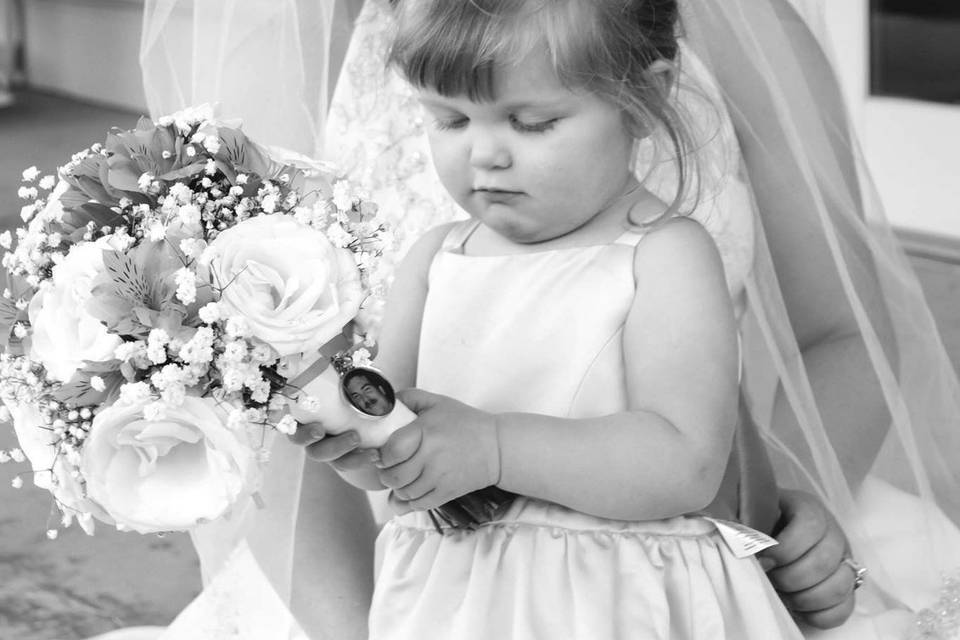 Black and white bridal shot