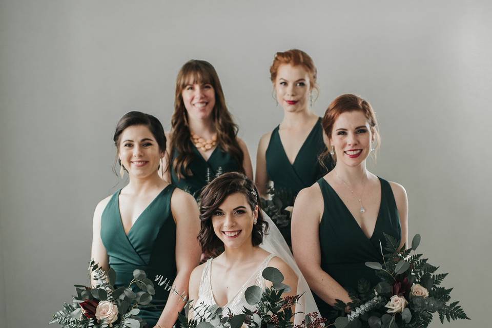 Bride and bridesmaids