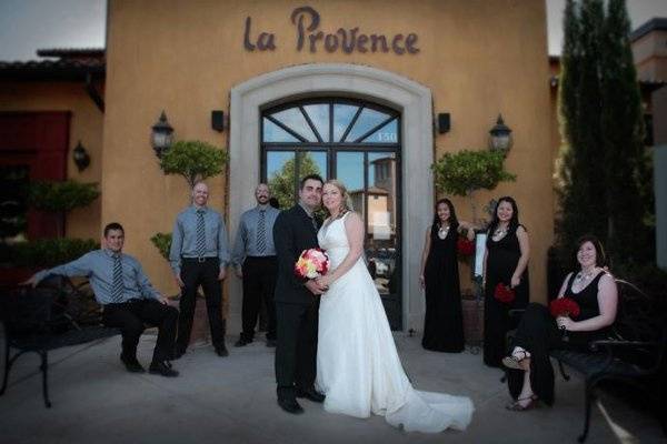 Zak & Misty with wedding party at the La Provence Restaurant & Terrace in Roseville.
