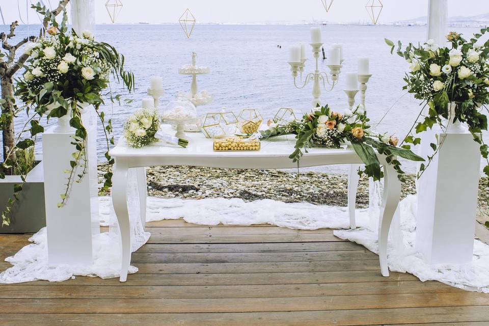 Ceremony arch by the sea