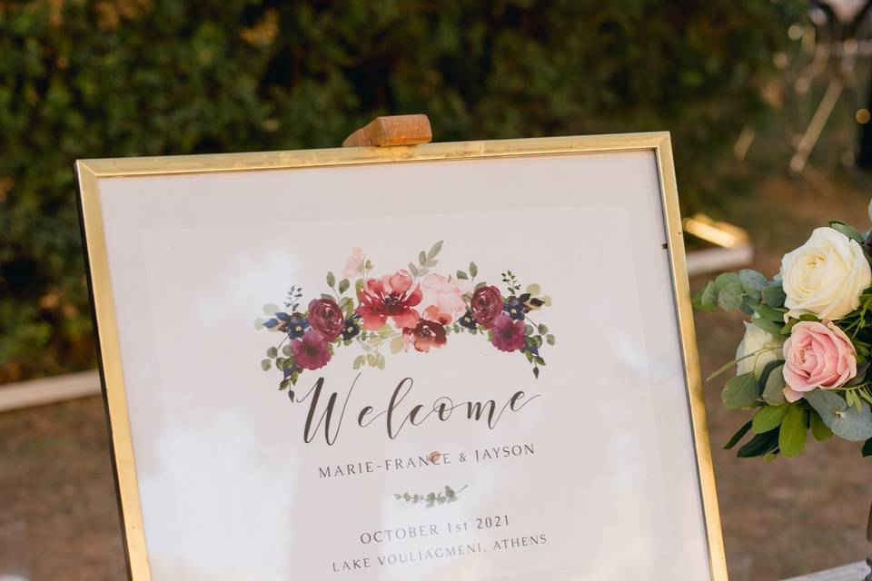 Athens wedding_Welcome sign