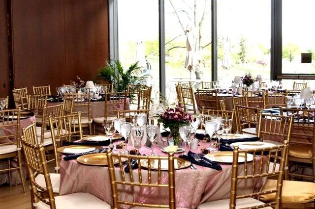 Table setup with candle centerpiece