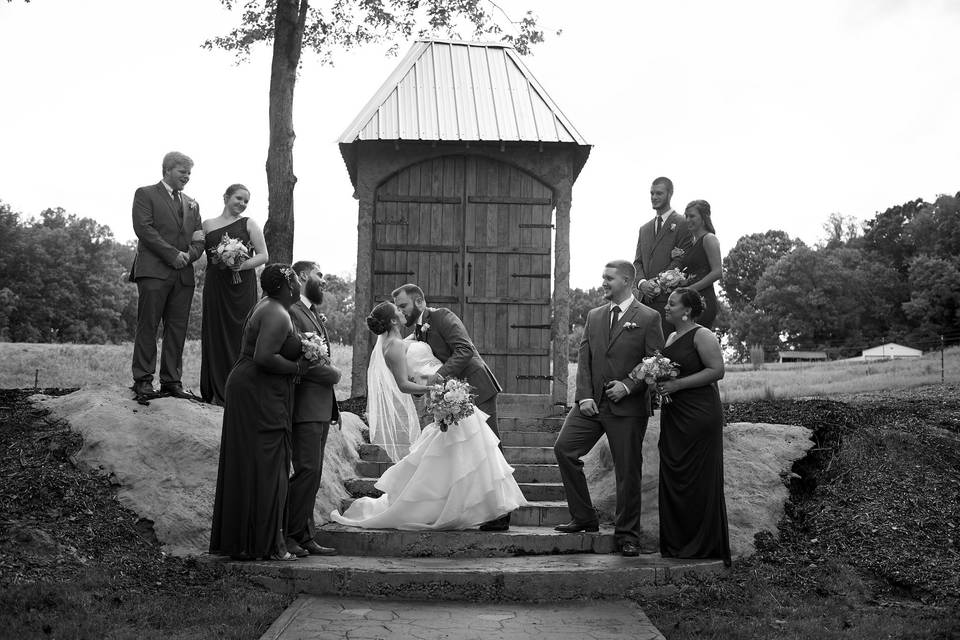 Wedding Party Near Lake