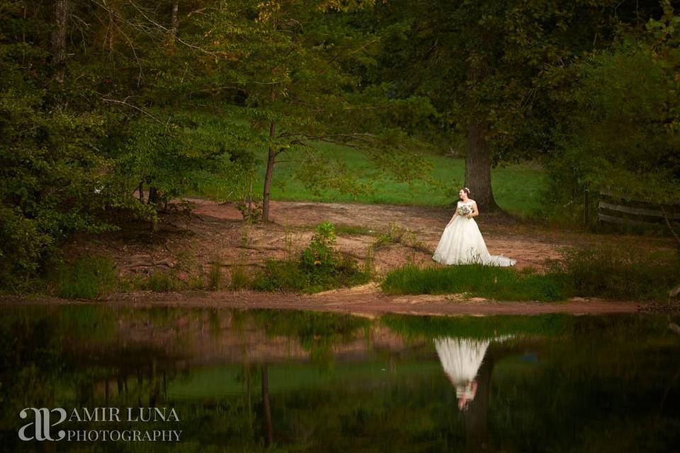 Bride by lake