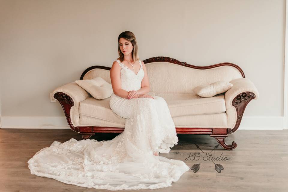 Relaxing in the bridal suite