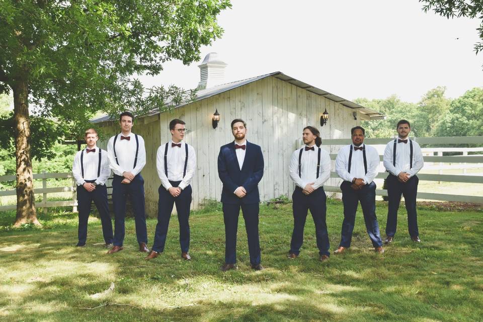 Groomsmen on Lawn