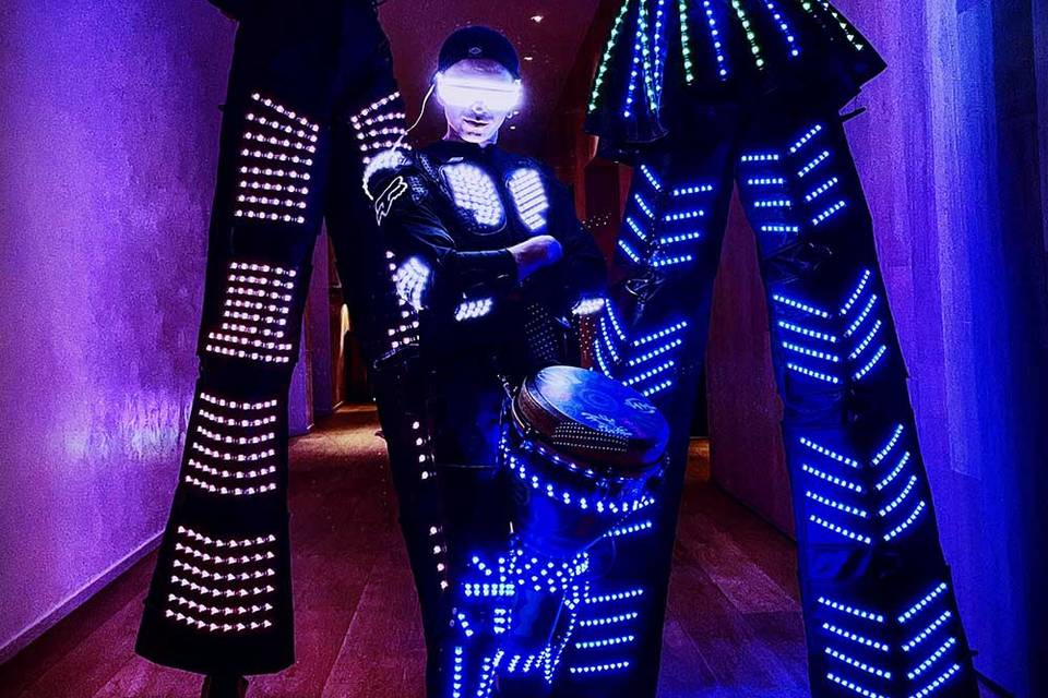 LED Robot Couple and Drummer