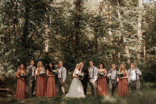 Wedding party outdoors