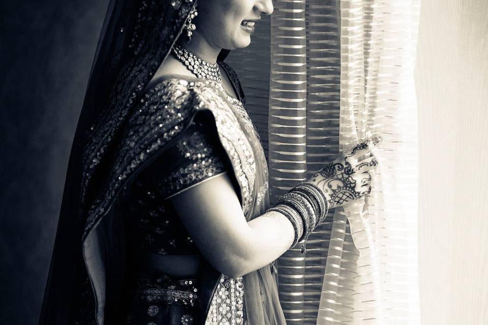 Bride Looking Outside