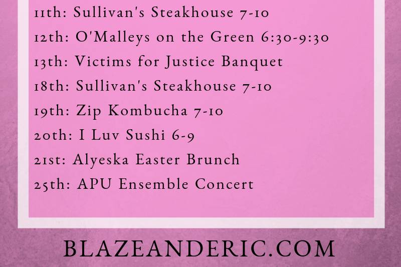 April Gig Calendar