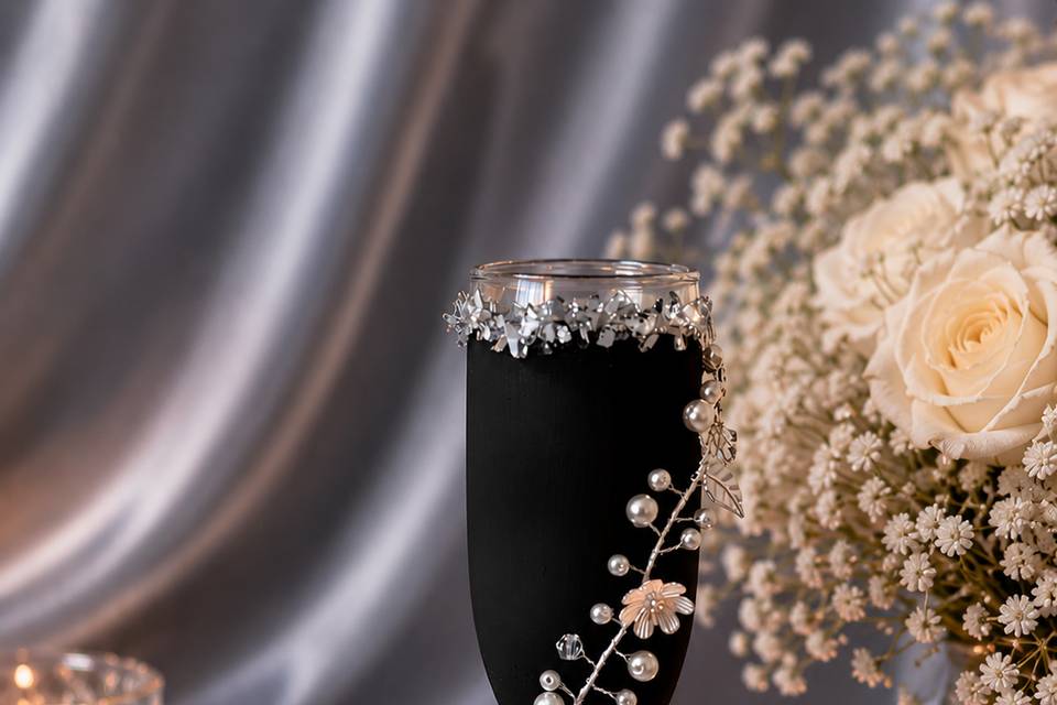Black with Pearls &Rhinestones