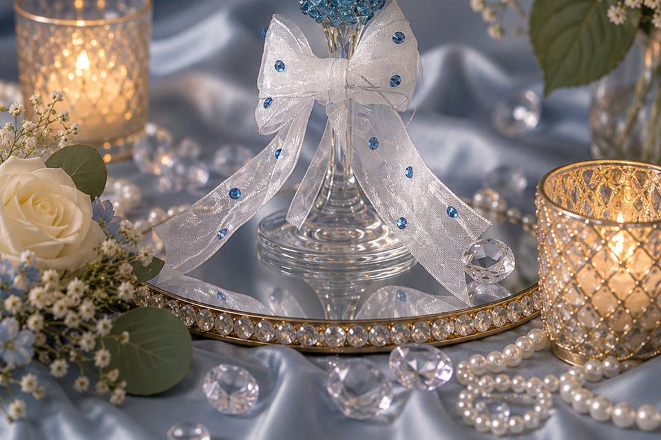 Blue Crushed with Rose