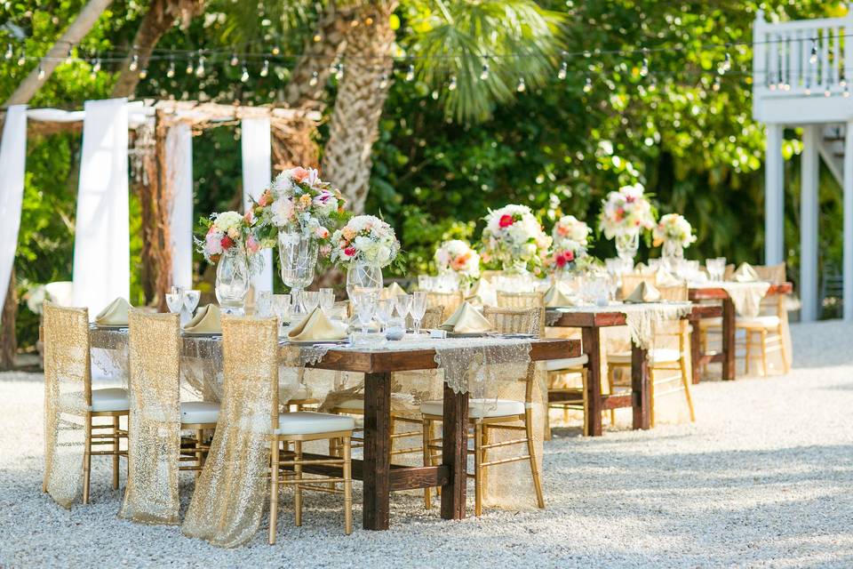 Table setup with centerpiece