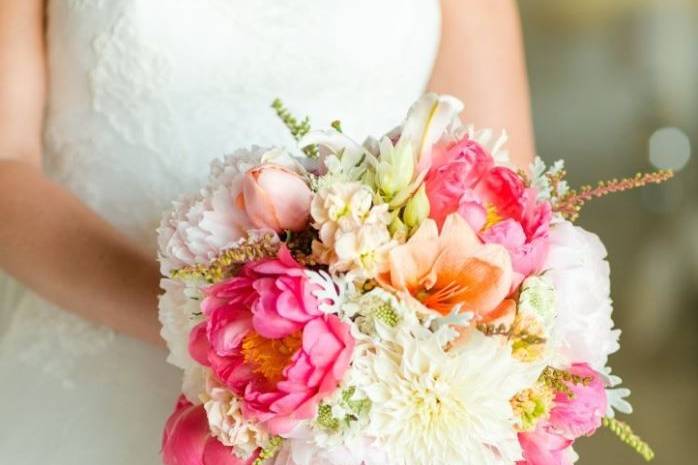 The bride holding her bouquet