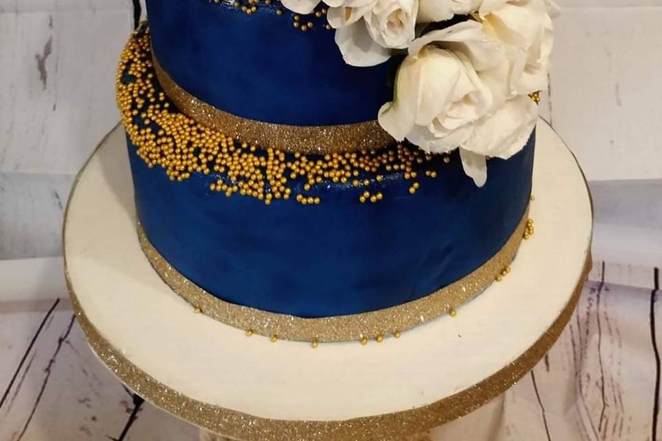 Blue and gold with delicate florals