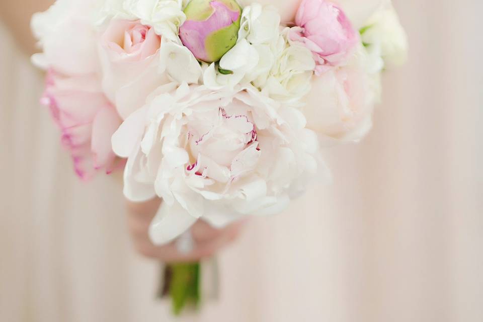 The bride holding her bouquet