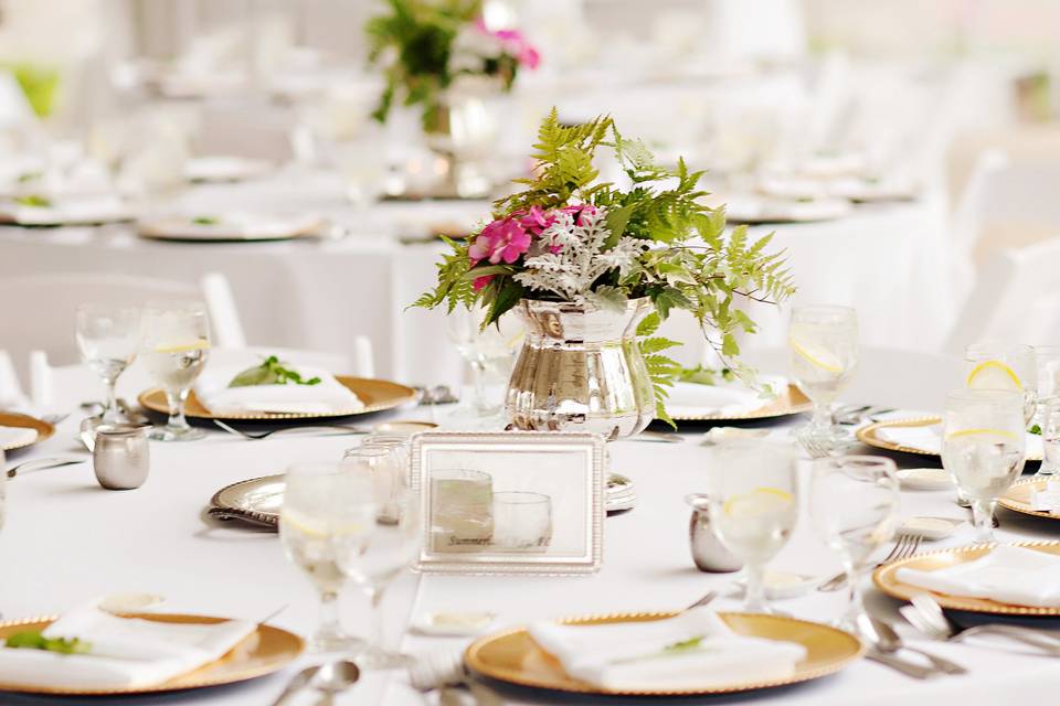 Table setup with centerpiece