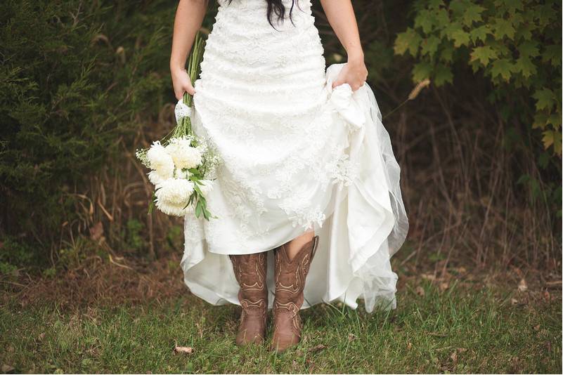 The bride holding her bouquet