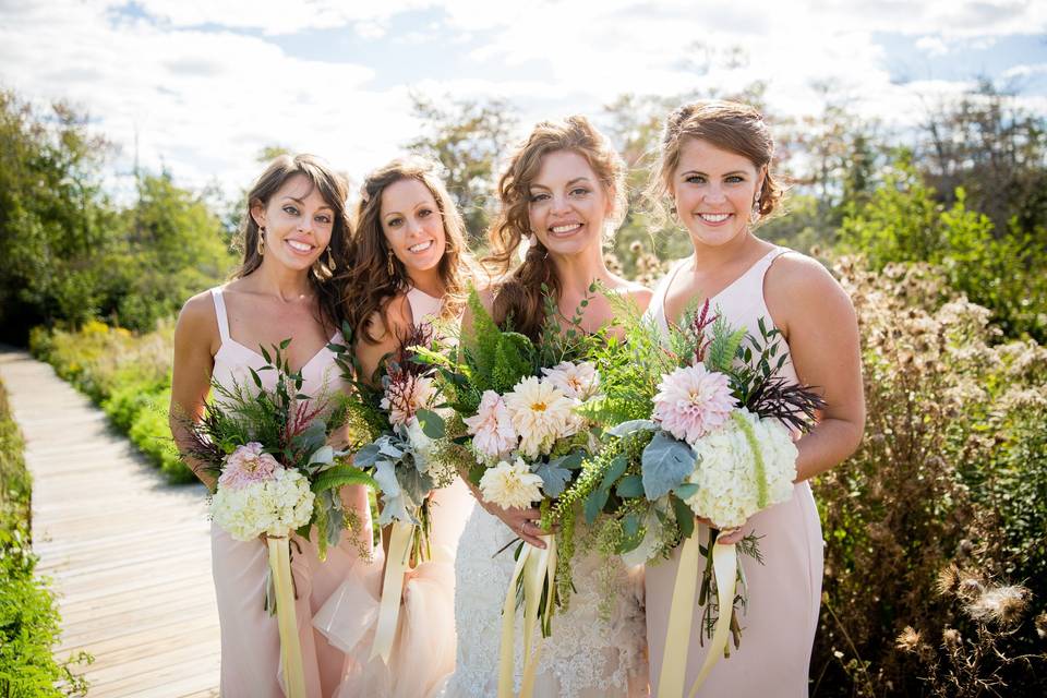 The bride with her bridesmaids