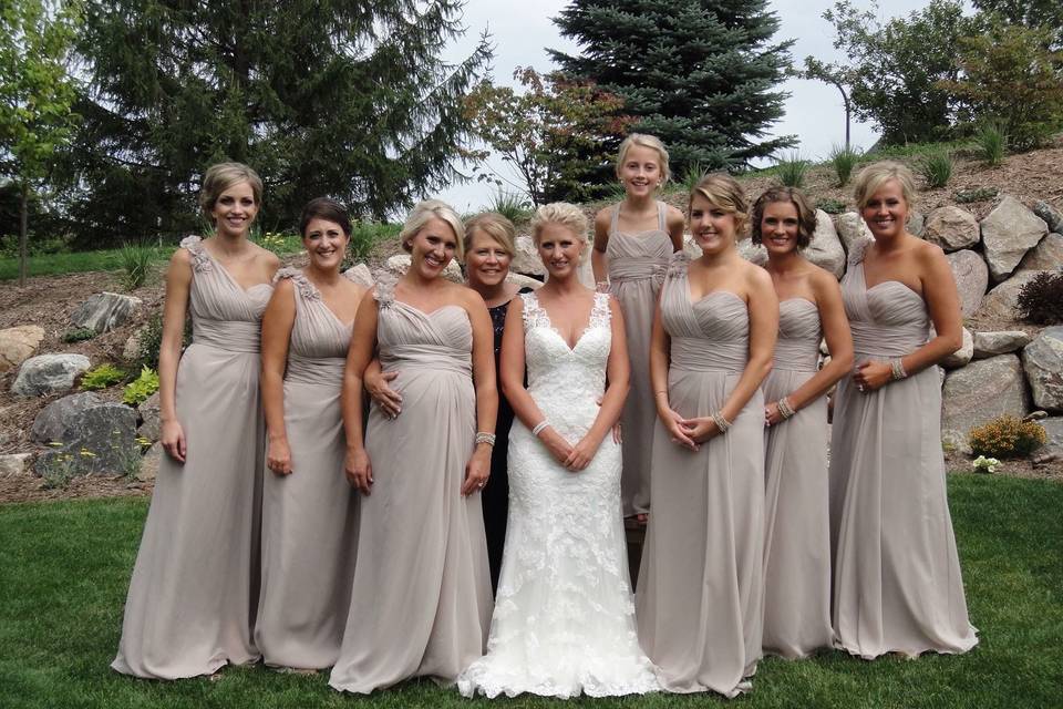 Bride with bridesmaids