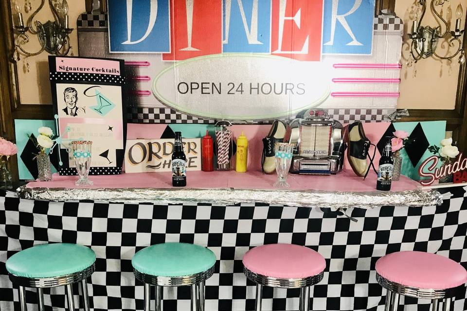 A diner themed desert bar