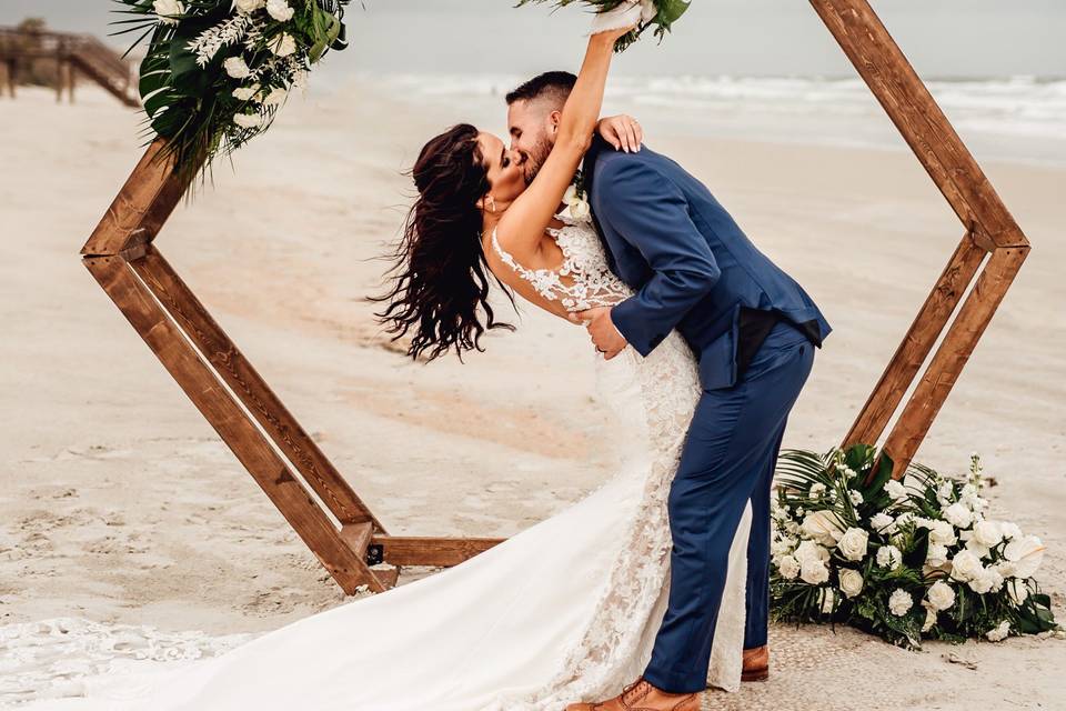 Hexagon Wedding Arch + Floral