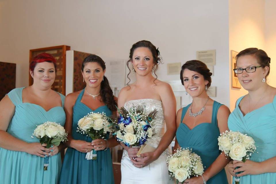 The bride with her bridesmaids