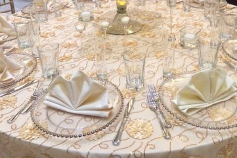 Table set-up with flower centerpiece